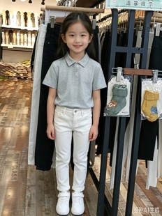5896男女童POLO衫短袖T恤夏季新款中大童时尚白色上衣