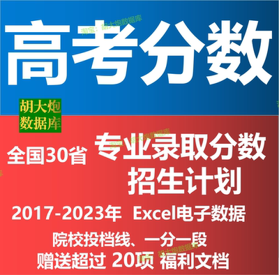 2024年全国高校历年高考志愿填报录取分数线专业投档线Excel数据