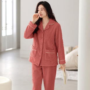 软绵绵法兰绒家居服套装 加厚珊瑚绒秋冬款 2024年新款 睡衣女士冬季