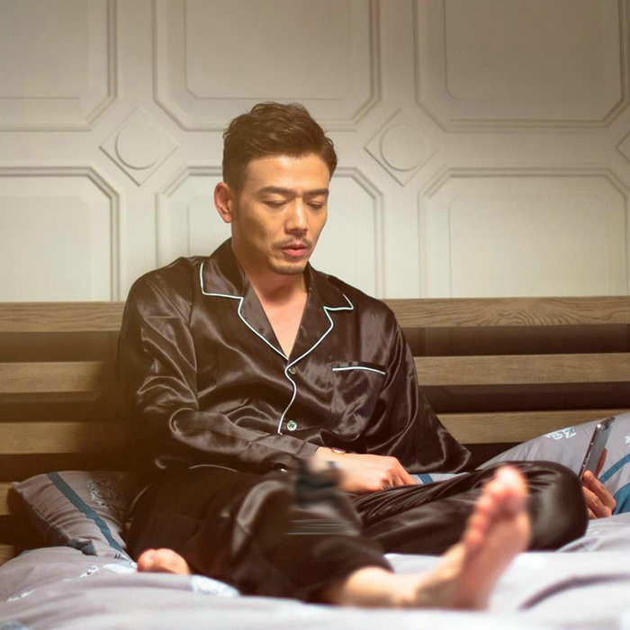 男神节礼物 帅气黑色 重磅男士真丝睡衣家居服长袖长裤套装两件套,女士内衣/男士内衣/家居服,睡袍/浴袍,淘宝优惠券,粉丝福利购,淘宝优惠卷