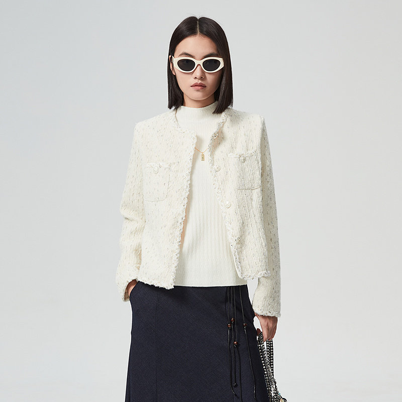 普普风商场同款2025年新款时尚精致小香风法式花朵粗花呢小香外套,女装/女士精品,短外套,淘宝优惠券,粉丝福利购,淘宝优惠卷