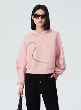 普普风商场同款秋季新款时尚百搭舒适休闲宽松潮版连帽卫衣23122