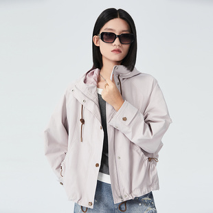 普普风商场同款休闲百搭运动风工装风外套撞色工装风一手长外套女