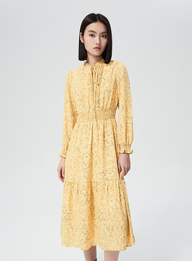 普普风商场同款2025年新款温柔浪漫度假碎花收腰显瘦连衣裙23356