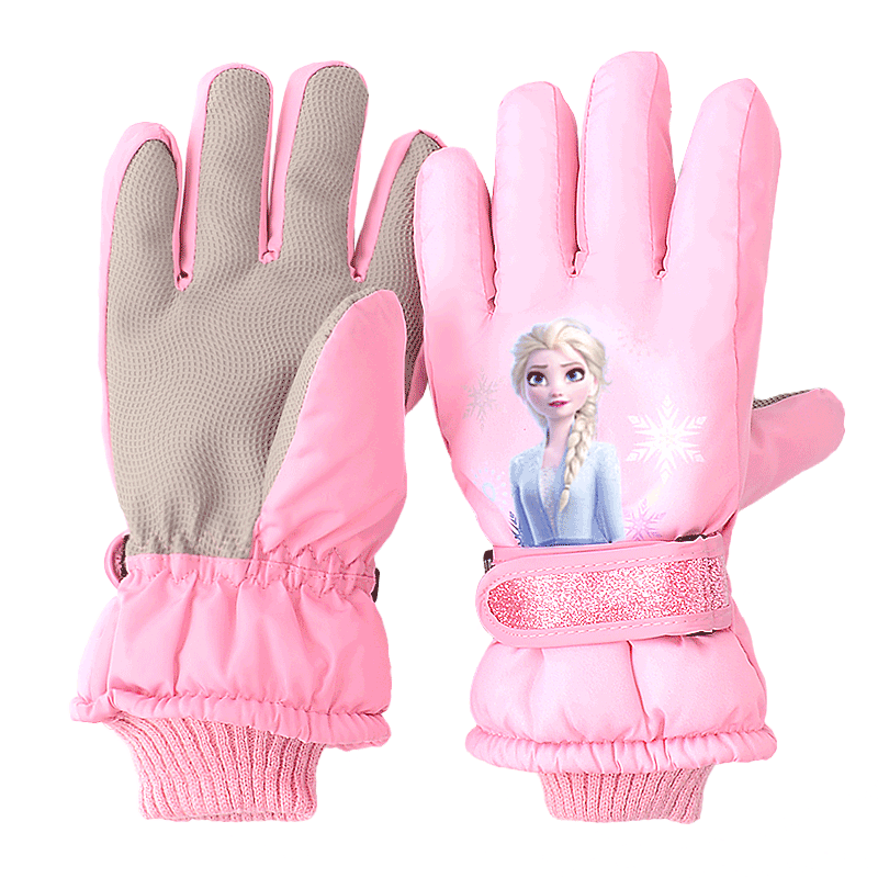 女童玩雪手套加绒防水