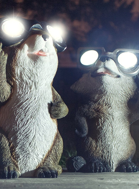 英国Streamline地鼠浣熊太阳能夜灯阳台庭院别墅花园户外防水装饰