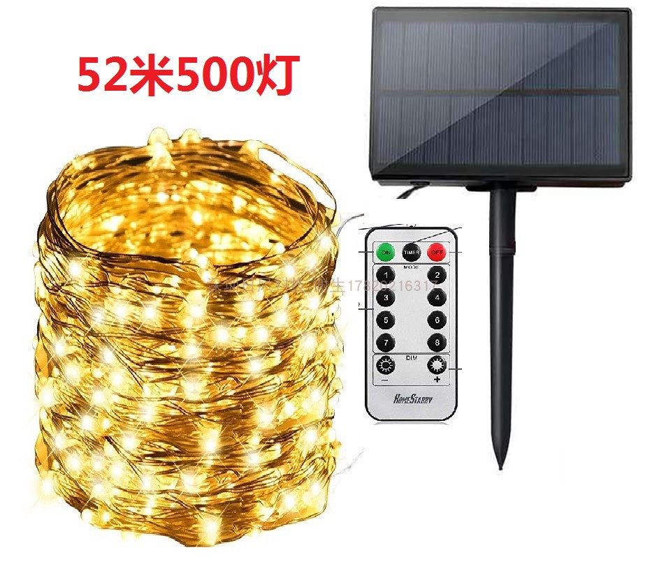 太阳能灯串 LED满天星铜线灯防水花园装饰户外挂树彩灯超亮室外_虎窝淘