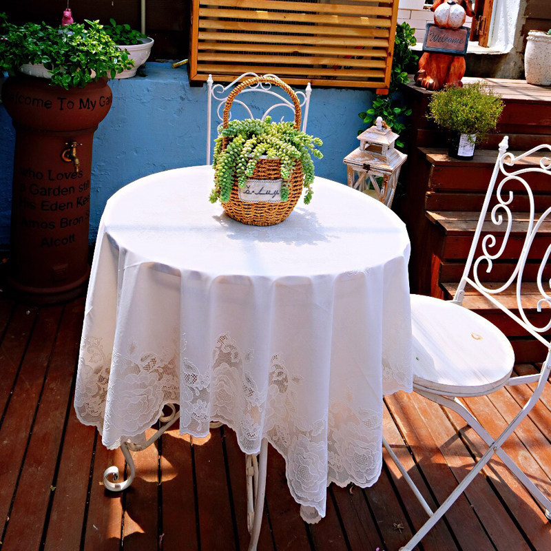 户外pvc防水小圆桌桌布圆形室外花园桌布法式玫瑰白色蕾丝圆台布,居家布艺,桌布,淘宝优惠券,粉丝福利购,淘宝优惠卷