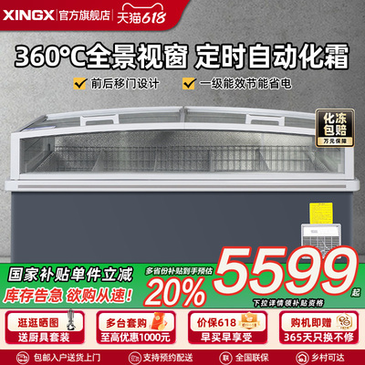星星冰柜商用大容量冷藏展示柜保鲜冷冻两用透明玻璃超市雪糕柜