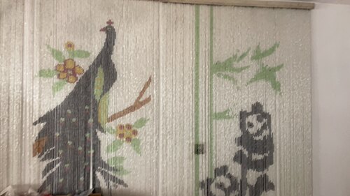 库存老货饰品长管琉璃珠帘隔断门帘各种图案隐私防蚊0.9M宽2M高