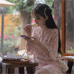 菲语棠 刘子菲国风原创轻羽 新中式日常少女宽松改良旗袍连衣裙