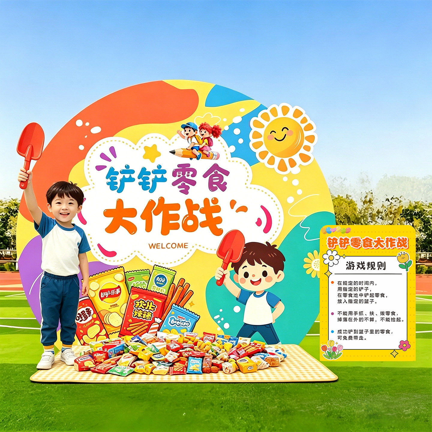 端午节装饰气氛布置背景板KT板定制游戏互动铲铲零食套圈圈暑假班