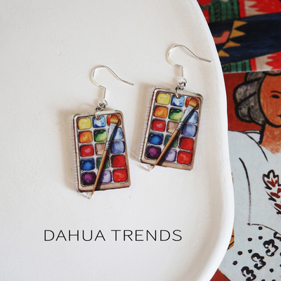 彩色绘画调色板创意耳环