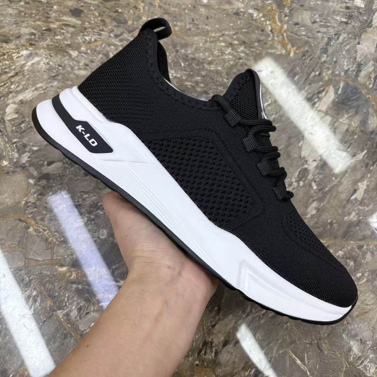 春夏透气网面男鞋百搭黑色舒适运动鞋轻便软底休闲鞋通勤工作鞋子