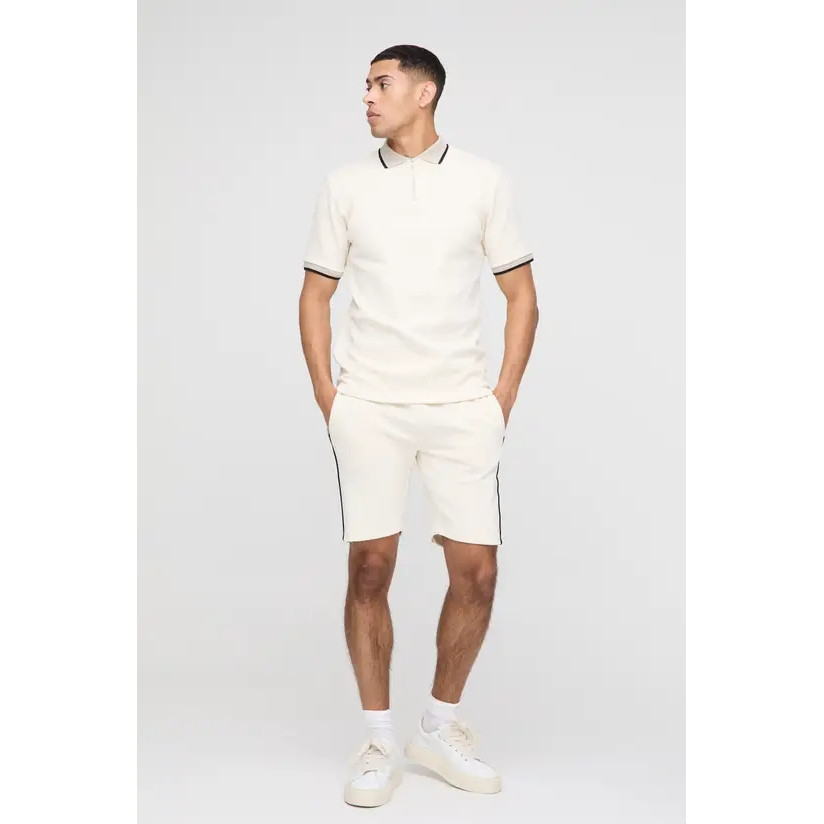 赞美女当家英国直邮2026新款半拉链设计感老钱风简单POLO短裤套装