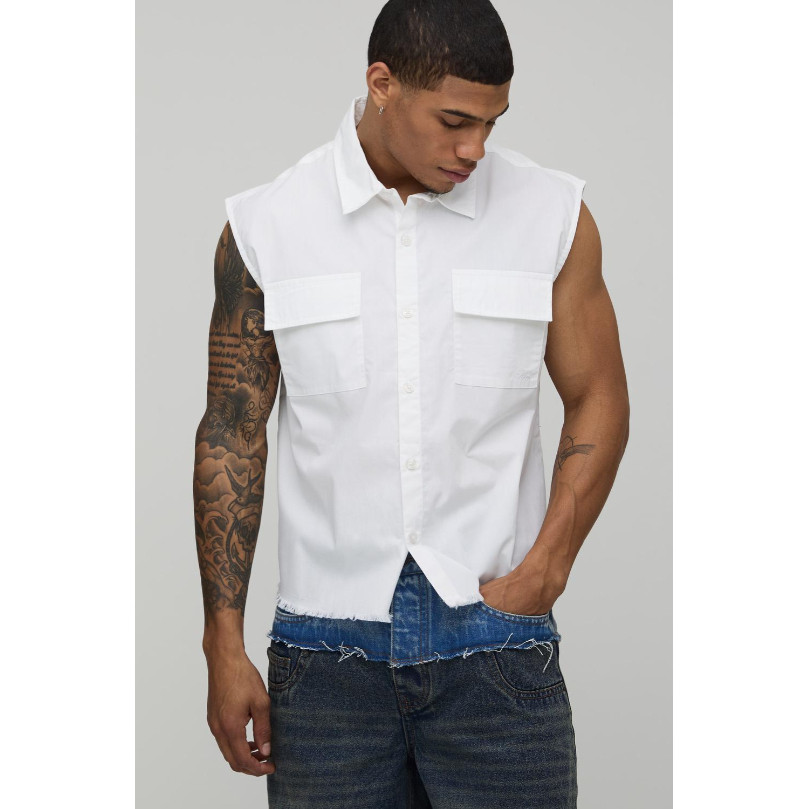 美女当家英国直邮2026新款时尚无袖设计感工装休闲男士复古衬衣帅,男装,衬衫,淘宝优惠券,粉丝福利购,淘宝优惠卷