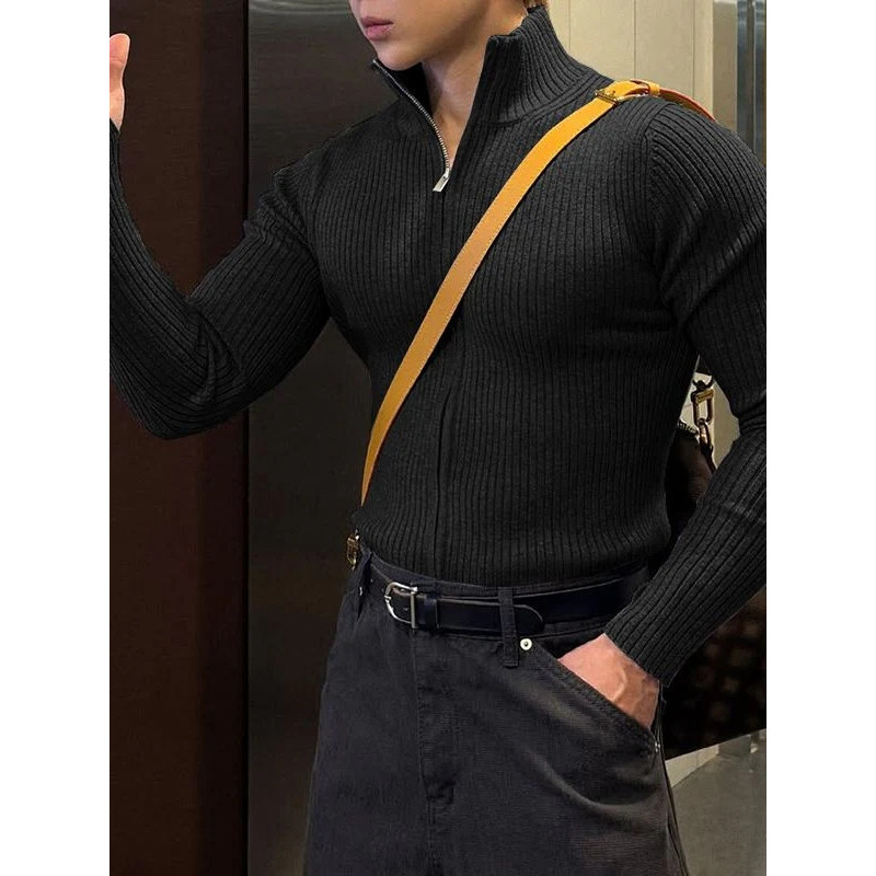 赞美女当家英国直邮2026新款早春拉链立领时尚修身男百搭长袖T恤,男装,T恤,淘宝优惠券,粉丝福利购,淘宝优惠卷