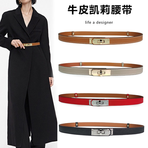 h家kelly百搭风连衣裙子凯莉皮带