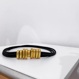 饰西装 腰链装 外套腰封外搭酷ins松紧带 个性 金属毛毛虫腰带女潮款