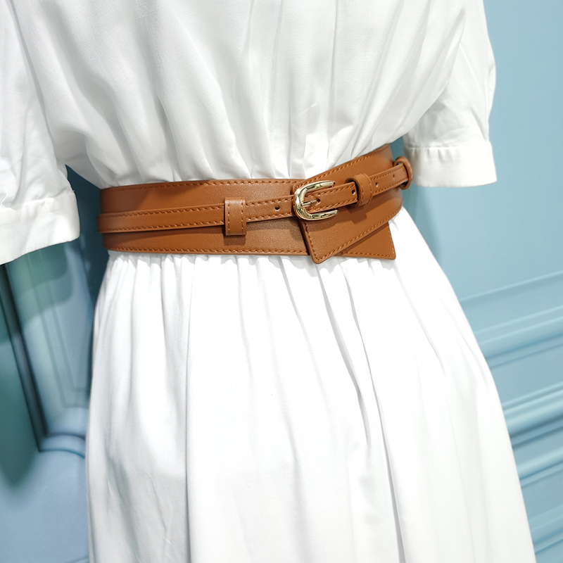 外搭大衣西装子收咖色真皮腰带