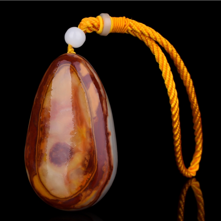 新疆和田玉白玉籽料原石手把件天然玉石真皮挂件带红皮把玩件玉器