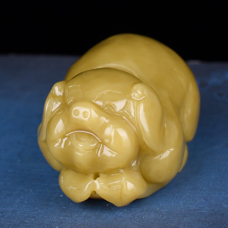 天然新疆和田玉生肖猪玉把件糖料原石玉招财猪挂件手玩件小摆件