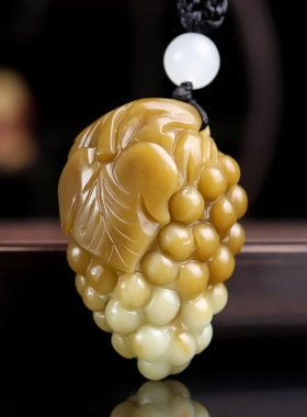 和田玉糖料葡萄手把件把玩件