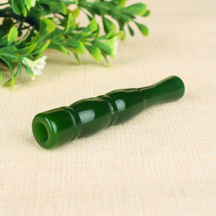 天然和田玉碧玉烟嘴老式烟杆老烟嘴菠菜绿玉石烟斗烟嘴手把件