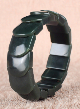 天然新疆和田玉青玉节节高手排