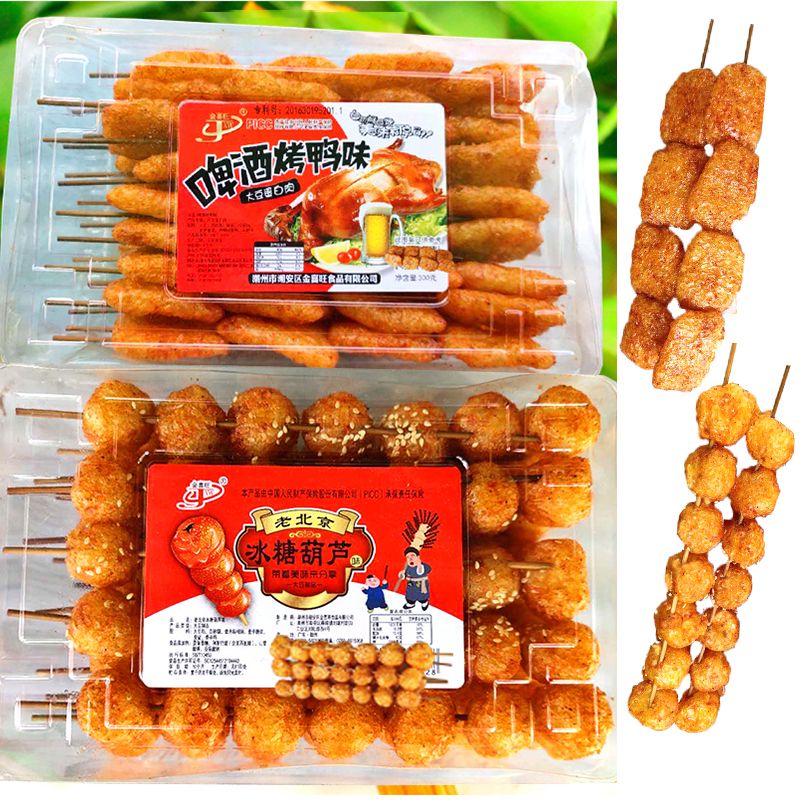 金喜旺豆制品啤酒烤鸭味素肉辣条辣串冰糖葫芦味解馋零食北京烤鸭