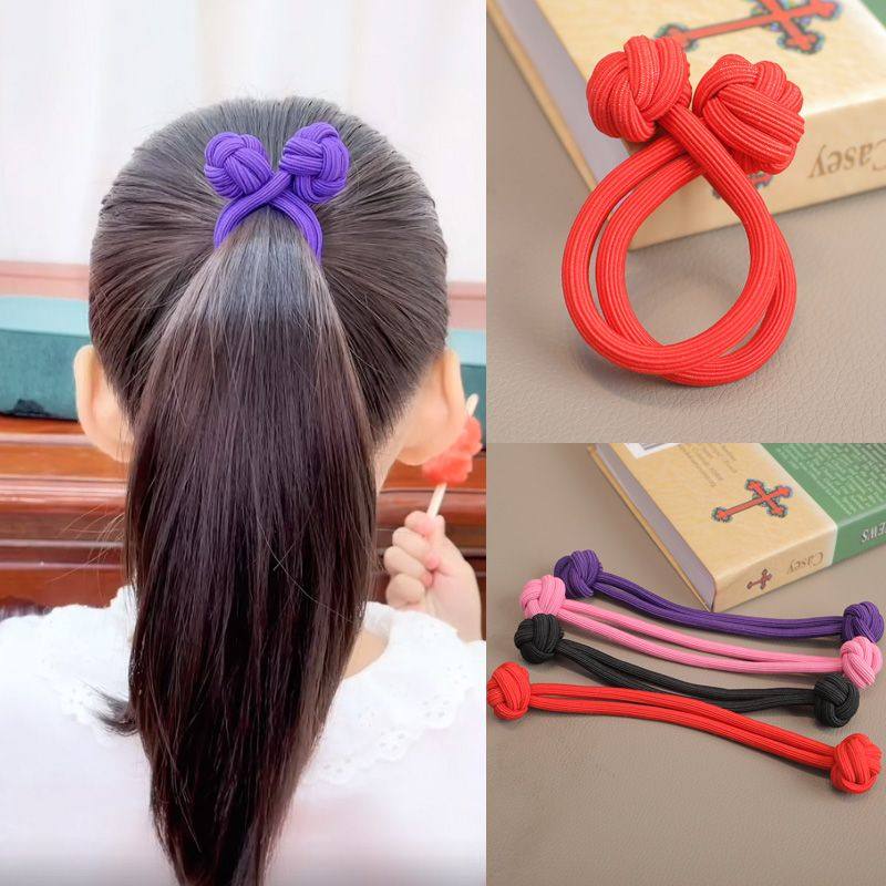 儿童橡皮筋中国结发绳女童扎头发皮筋女孩发圈高弹力双头头绳头饰