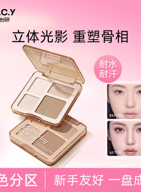 健美创研修容盘高光一体盘四色面部综合提亮自然哑光鼻侧修颜盘