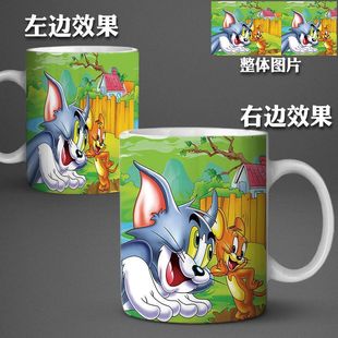 汤姆猫和老鼠杰瑞Tom and Jerry少儿可爱小孩陶瓷水杯马克杯带盖