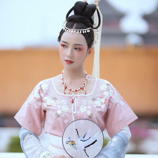 租唐制汉服女坦领敦煌飞天蹈服运动会进场舞蹈服中秋晚会节目走秀