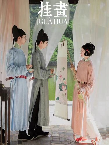 出租宋制汉服窄袖暗纹提花棉圆领袍汉服男女走秀演出高考状元服