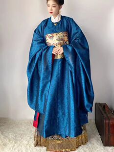 出租明制马面裙汉服暗纹纱补服女款圆领袍汉服婚服礼服母亲拍照