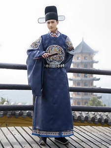 出租中式婚礼父亲服装汉婚长辈汉服圆领袍元旦晚会汉服秀演出