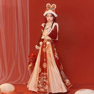 出租冬款汉服冬季中式伴娘服新年拜年服跨年新款中国风汉服女套装