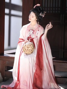 出租唐制汉服女刺绣柯子裙大袖古风古装活动七夕节汉服走秀表演