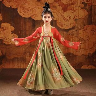 出租唐制儿童女款汉服元旦七夕节幼儿园舞蹈表演全家福拍摄写真