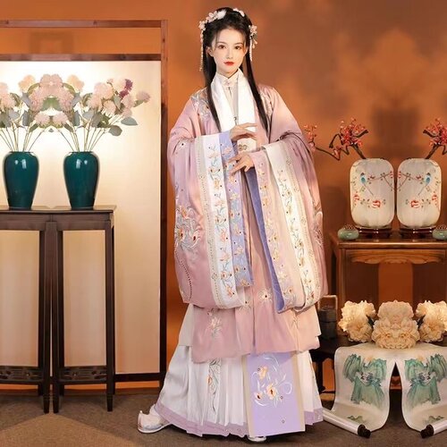 明制伴娘服粉色汉服秋冬加厚出租