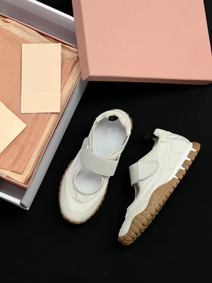 【现货正确版】M家真皮法式饼干鞋玛丽珍鞋魔术贴休闲平底女鞋