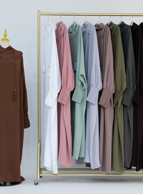 阿拉伯中东民族风纯色连帽长款斗篷长袍女Dubai Arab Women Robe