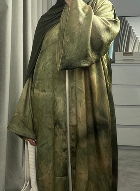 中东迪拜长袍女装连衣裙时尚扎染长袍连衣裙女Arab Women Robe