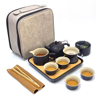 陶瓷旅行功夫茶具小套装便携包泡茶壶茶杯户外家用简约礼品单定制