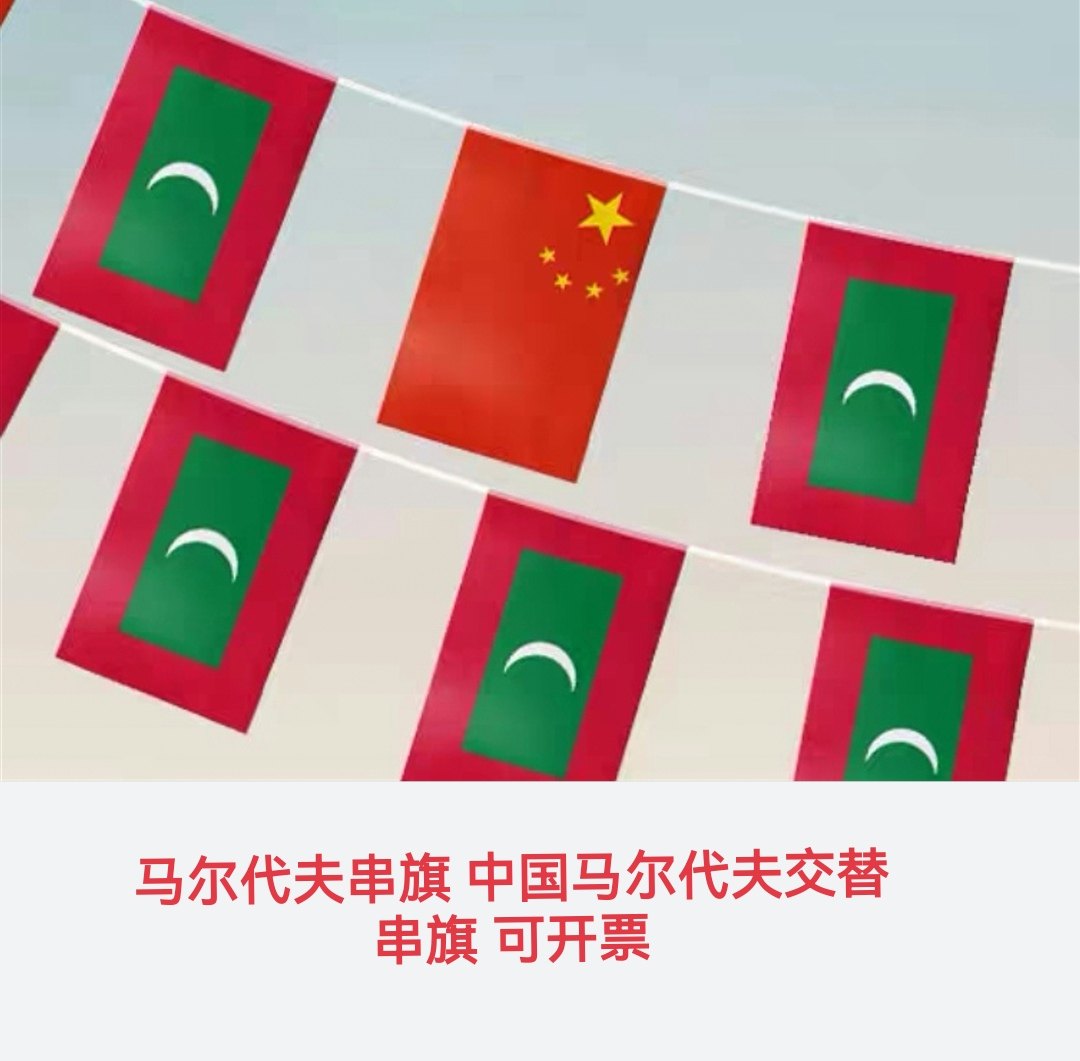 5米8号马尔代夫国旗串旗中国交叉串旗挂旗吊旗小旗子小国旗