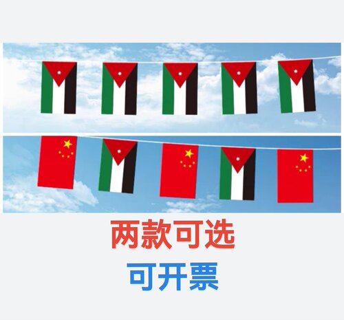 7米8号中国约旦国旗串旗挂旗吊旗装饰旗小旗子约旦小国旗