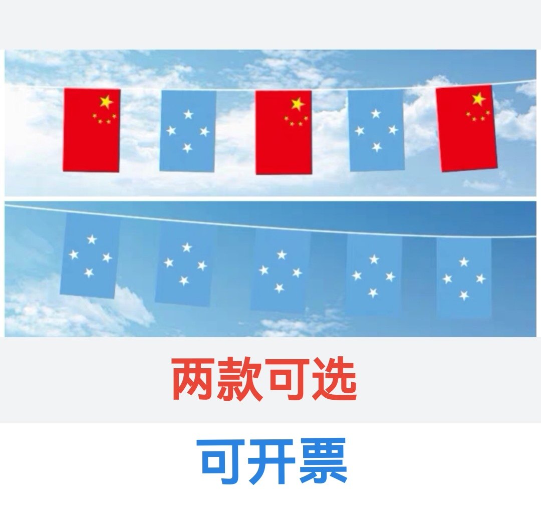 5米8号中国密克罗尼西亚国旗串旗挂旗吊旗装饰小旗子小国旗
