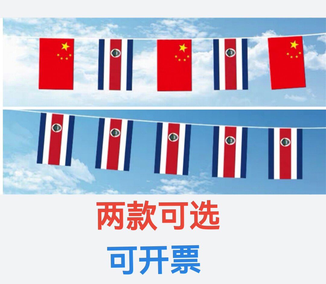 5米8号中国哥斯达黎加国旗串旗挂旗吊旗装饰小旗子小国旗