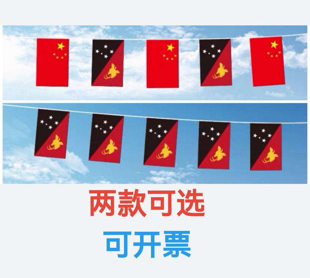 5米8号中国巴布亚新几内亚国旗串旗挂旗吊旗装饰小旗子小国旗